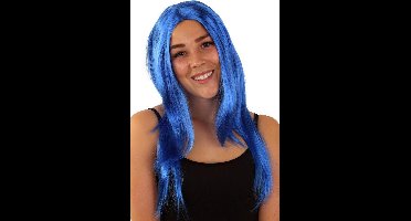 Pruik standaard lang blauw