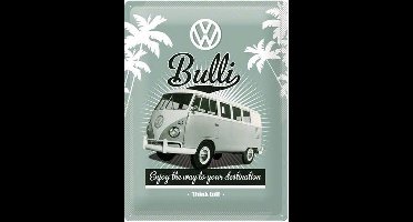 Metalen wandbord 'Volkswagen VW Bulli' 15 x 20 cm