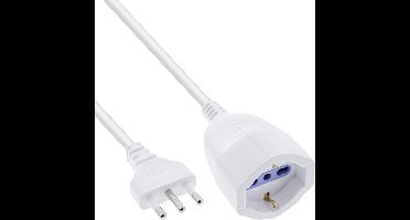 Type L / Italië (m) - Type L/F / Italië/West-Europa (v) stroom verlengkabel | 3x 1,00mm | wit | 2 meter