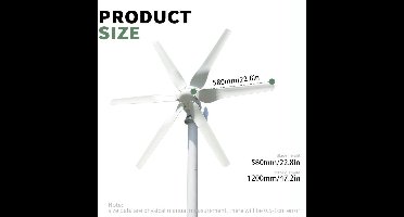 Windturbine – Windgenerator – Windmolen – Windenergie Systeem – 24V MPPT Controller – 1000W Vermogen – 6-Blads Efficiënt Design