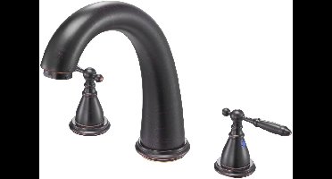 Roman Badkraan – Badmengkraan – Badkraanset – Badkraan 3 Gaten – Wastafelmengkraan – Roestvrij Staal Bronze – Hoog Gebogen Uitloop – Snelle Waterstroom 16,5 L/min