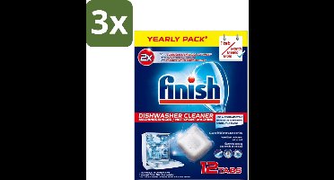 Finish - Vaatwasmachinereiniger - Anti-Vet & Anti-Vuil - 12 Tabletten - Bulkverpakking - 3 stuks