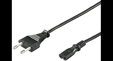 PremiumCord kpspm3 netsnoer 230 V 3 m, stroomkabel met eurostekker naar Euro dubbele bus C7 2-polig, IEC 320, recht, kleur zwart