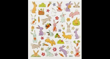 Stickers Paashaas - Zelfklevende Paas Stickers - DIY Versiering Met Paashaas Thema - Decoratie Voor Scrapbooking & Kaarten - 15x16,5 cm