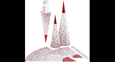 Kegels - Kegelvorm Papier Voor Knutselprojecten - DIY Kegel Papier - Kegelvormige Decoratie - Wit en Rood Kegel Lijf - 18+28 cm - 3 Stuks