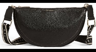 Ted Baker Leren schoudertas Lorreen Webbing Leather Half Moon Crossbody Bag Black zwart
