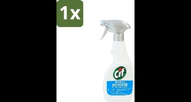 1 x Cif - Badkamer Spray - Cream - Supersnel - 500ml - Badkamer Reinigen - Kalkaanslag Verwijderen - Zeepresten Verwijderen - Badkamer Schoonmaken - Badkamer Spray