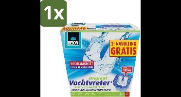 1 x Bison - Vochtvreter - Neutraal - Voor Woonruimtes, Campers & Caravans - 900 g + 2 Extra Navulmagneten - Vochtbestrijding - Vochtvanger - Vochtverwijdering - Condensbestrijding - Schimmelbestrijding