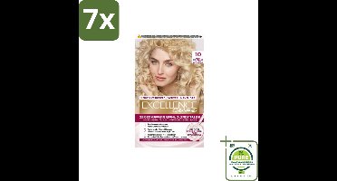 7 x L'Oréal Excellence Crème Permanente Crèmekleuring 10 Extra Lichtblond - Grootverpakking - Permanente Haarkleuring - Haarverf - Grijsdekking - L'Oréal Paris - Blond Haar