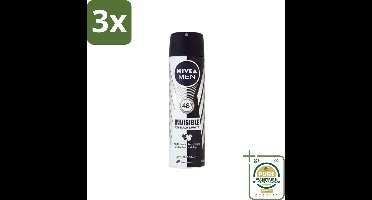 3 x Nivea - Men - Deospray - XXL - Invisible Black & White Original - Anti-Transpirant - 200 ml - Grootverpakking - Anti-Transpirant Spray - Deodorant Spray - Anti-Vlekken Spray - Zweetbescherming - Kledingbescherming