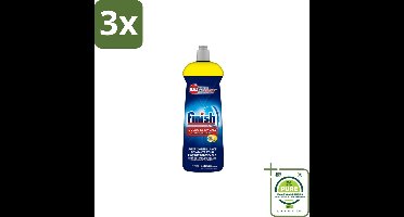 3 x Finish – Glansspoelmiddel – Citroen – 800 ml - Grootverpakking - Glansmiddel - Vaatwasser - Citroen - Glanzende Vaat - Droogt Snel