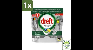 1 x Dreft Platinum - All In One - Vaatwascapsules - Citroen - 34 Afwasbeurten - Vaatwascapsules - Vaatwasser - Citroen - Reiniging - Hardnekkige Vlekken