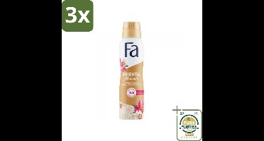 3 x Fa - Oriental Moments - Deodorant Spray - Woestijnroos & Sandelhout - 150 ml - Grootverpakking - Deodorant Spray - Anti-vlekken - Huidvriendelijk - Geur Woestijnroos En Sandelhout - Fa Oriental Moments