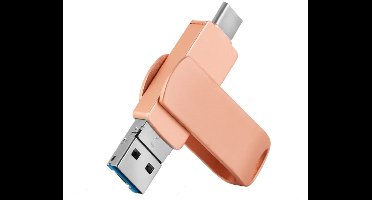 USB-stick - 4-in-1 USB-stick - Metaal - Opslagapparaat voor iPhone, Type-C, Android en computers - 32 GB - roze