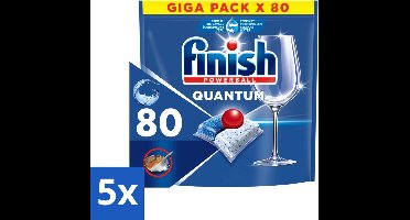 5 x Finish - Vaatwasmiddel - Quantum All in One Regular - Alles-in-1 Kracht - 80 capsules - Vaatwasmiddel - Vaatwasser - Reinigingsmiddel - Glans - Vetverwijdering