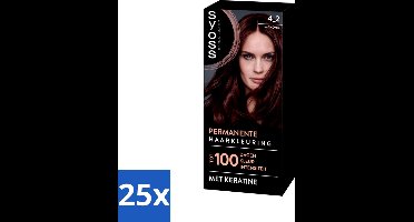 SYOSS - Coloration 4-2 Mahonie - Haarverf - Grijsdekking - Vermindert Haarbreuk - Bulkverpakking - 25 stuks