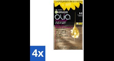 4 x Garnier - Olia 8 - Haarkleuring - Lichtblond - Zonder Ammoniak - 60% Olie - Permanente Kleur - Permanente Haarkleur - Haarkleur Zonder Ammoniak - Olia Garnier - Haarkleuring Blond - Grijsdekkende Haarkleur