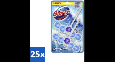 25 x Glorix - Toiletblok - Power Clean Ocean - Frisse Geur - 2 blokken - Toiletblok - Hygiëne - Reiniging - Anti-kalk - Oceaangeur