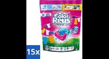 15 x Color Reus - 3+1 Power Caps - Gekleurde Was - 65 Wasbeurten - Gekleurde Was - Kleurbehoud - Vlekverwijdering - Reus Power Caps - Wasresultaten