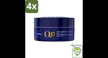 NIVEA - Nachtcrème - Q10 POWER Anti-Rimpel Gevoelig - Voor gevoelige huid - Met Q10, Creatine & Zoethoutextract - 50 ml - Voordeelverpakking - 4 stuks - Nivea Q10 - Anti-rimpel crème