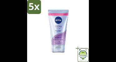 5 x NIVEA - Stylingsgel - Extra Sterk - Betrouwbare Fixatie - 150 ml - Grootverpakking - Haarstyling Gel - Sterke Fixatie - Styling Gel - Haarverzorging - Vitamine B3
