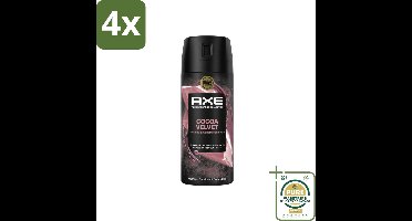 Axe – Deodorant – Cocoa Velvet – 150 ml - Voordeelverpakking - 4 stuks - Frisheid - Lichaamsgeur