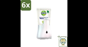 Dettol - Automatische Zeepdispenser - No-Touch Zilver met Aloe Vera - 250 ml - Voordeelverpakking - 6 stuks - Antibacterieel - Aloe vera