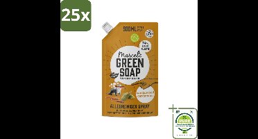 25 x Marcel's Green Soap - Allesreiniger Spray - Navulling - Sandelhout & Kardemon - Frisse reiniging - 500 ml - Grootverpakking - Allesreiniger - Schoonmaakmiddel - Milieuvriendelijk - Biologisch Afbreekbaar - Sandelhout