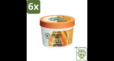 Garnier - Fructis Hair Food Papaya - 3-in-1 Haarmasker - Beschadigd Haar - 400 ml - Voordeelverpakking - 6 stuks - Beschadigd haar - Haar herstel