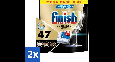 2 x Finish - Vaatwasmiddel - Ultimate Plus All in One Regular - Krachtige Alles-in-1 Reiniging - 47 capsules - Vaatwastablet - Vaatwasser Tabletten - Vaatwasser Reiniging - Vaatwasser Capsules - Alles-in-één Vaatwasmiddel