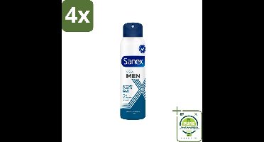 Sanex – Deodorant Spray – Men 72H Active Control – 200 ml - Voordeelverpakking - 4 stuks - Deodorant spray - Mannelijke frisheid