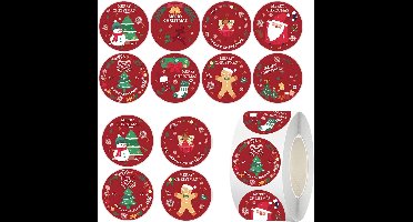 Kerstdecoratie kerststickers – 1,0 inch – 500 Stuks – rond,afdichtstickers,herbruikbaar,geschikt voor kerstkaarten&cadeaus&enveloppen