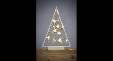 Boraboi® Decoratieve houten kerstboom met warme led-verlichting voor binnengebruik,Warm wit,40 cm