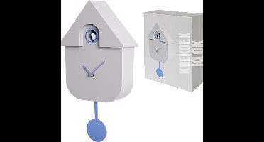 RVV® Koekoeksklok Modern - Wandklok - Inclusief Gewichtsketting - Grijs Blauw - 22cm x 8cm x 42cm