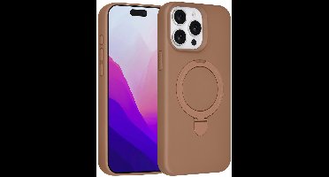 TUNIQ telefoonhoesje voor Apple iPhone 15 Pro Max - MagSafe met ringstand - Bruin