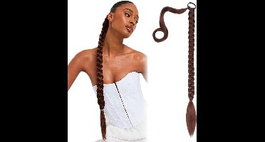 Long Ponytail Extension, 60 cm Long Braided Ponytail with Binding Ponytail Long Hair Synthetic Ponytail Extension-A