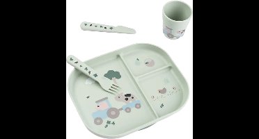 Done by Deer Foodie Dinerset met Zuignap - Tiny Farm - Groen