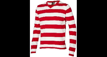 Apollo Carnaval verkleed trui Brabant - v-hals - rood/wit gestreept - dames / heren S