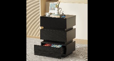 Nachtkastje – Bedside Table – Slaapkamerkastje – Dressoir – Opbergkastje – 3 Lades – Compact en Stevig Hout