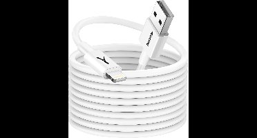 Akashi, USB naar Geschikt voor Apple iPhone Lightning oplaad- en synchronisatiekabel 3m, Wit