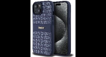 DKNY Textured Tonal Stripe Back Case - Geschikt voor Apple iPhone 15 (6.1") - Blauw