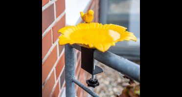 CJ Wildlife Vogeldrinkschaal voor Balkon - Balus - Verstelbaar Vogelbad - Waterschaal voor Buiten - Vorstbestendige Drinkschaal - Duurzaam & Plantbased - Okergeel