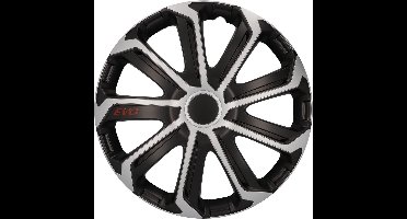 Set van 4 Wieldoppen 16 inch Universeel ABS Kunststof Overschilderbaar Zwart Zilver