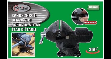 Hofftech Bankschroef - 80mm - Quick Release - 360 Graden - snelspan