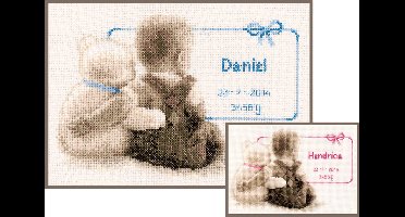 Vervaco - Telpakket kit - Geboorte - Sepia - Mijn liefste knuffel - PN-0021672 - Borduren - Borduurpakket - Borduurpakket geboorte - Borduurpakket volwassenen