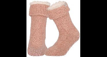 Apollo Huissloffen - dames - schapenwol - slofsokken - roze - fleece gevoerd 39-42