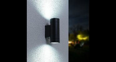 Dimbare LED wandlamp - 6000K Daglicht witte lichtkleur - 5 Watt - 400 Lumen - IP54 - Up & Down light - Voor binnen en buiten - Dubbelzijdig - Zwart