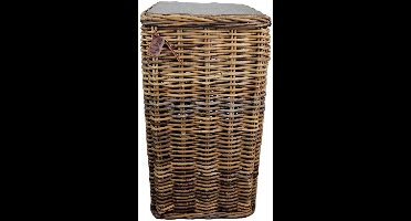 Migo Styling - Plantenzuil - Bloemenzuil -Plantenstandaard - Rotan zuil - Brown - Houten Plateau - Hoogte 70 cm - Riet
