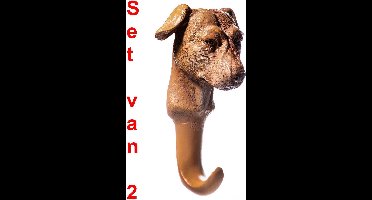 Wandhaken - Staffordshire - set van 2 - polystone - hond