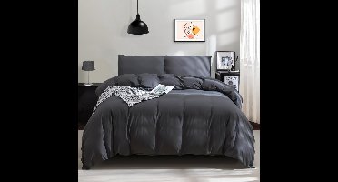 Boraboi® Zachte en ademende microvezel dekbedovertrekset met kussenslopen voor alle seizoenen,Donkergrijs,135*200 cm